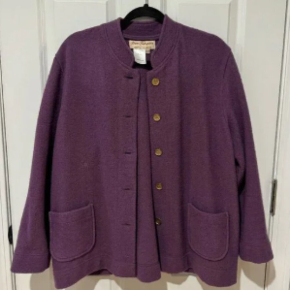 Vintage Norm Thompson Purple Wool Button Jacket -‎ Size Extra Large